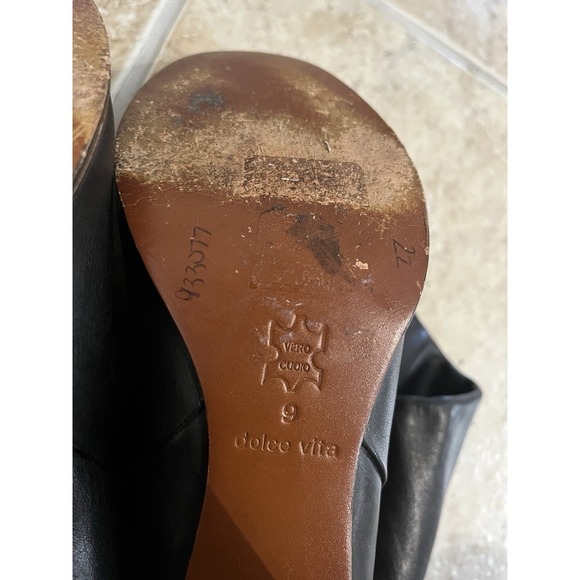 Dolce Vita Makala Tall Black Leather Boots Size 9M Calf 14 Around - Picture 10 of 16